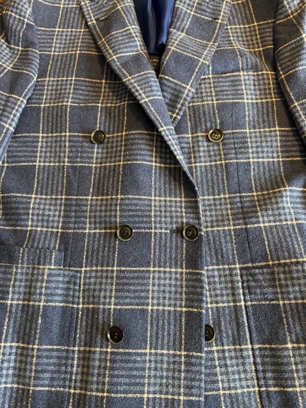Canali Kei Double-Breasted Navy Plaid Sport Coat 40R - Picture 3 of 11